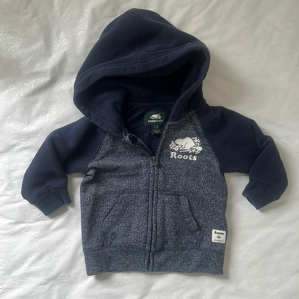 Navy roots zip hoodie 12-18m